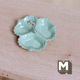 Miniature 3 Compartment Dish 1:12 Scale Dollhouse Kitchen Tri Section Scalloped Edge Tray Handle 13/16 inch tall (green/silver) - E092