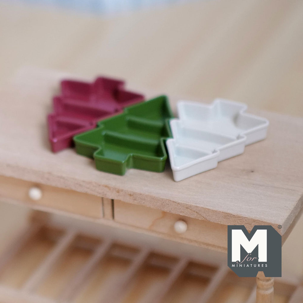1:12 Scale Miniature Christmas Tree Compartment Trays, Set of 3, 1-5/8 inch long, DIY Dollhouse Supply (large)