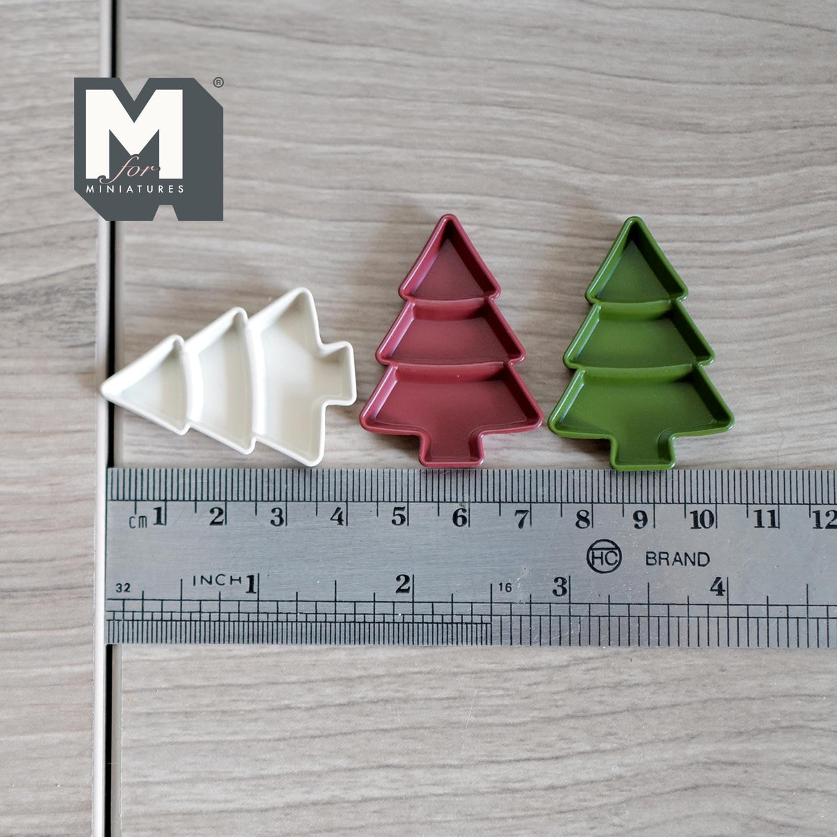 1:12 Scale Miniature Christmas Tree Compartment Trays, Set of 3, 1-5/8 inch long, DIY Dollhouse Supply (large)