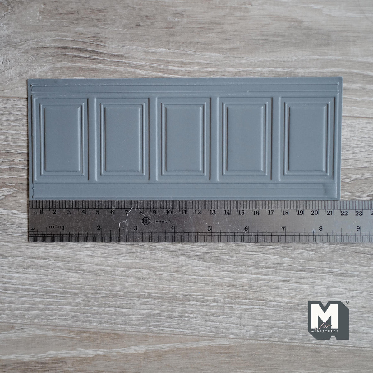 1:12 Scale Miniature Dollhouse Raised Rectangle Wainscot Panel, 8-1/4 inch long (foamboard) (gray)