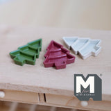Miniature Christmas Tree Shaped Compartment Trays 1:12 Scale Dollhouse Christmas Accessories Set of 3 , 1 inch long (small) - G067