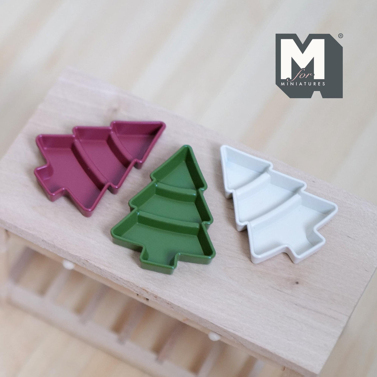 1:12 Scale Miniature Christmas Tree Compartment Trays, Set of 3, 1-5/8 inch long, DIY Dollhouse Supply (large)