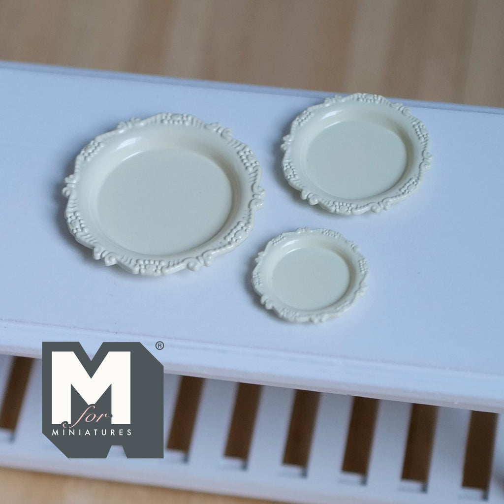 Miniature Plates Set of 3 , 1:12 Scale Large Size Dollhouse Supplies Decorative Plates 1-7/16 inch dia.  (yellow) - A041