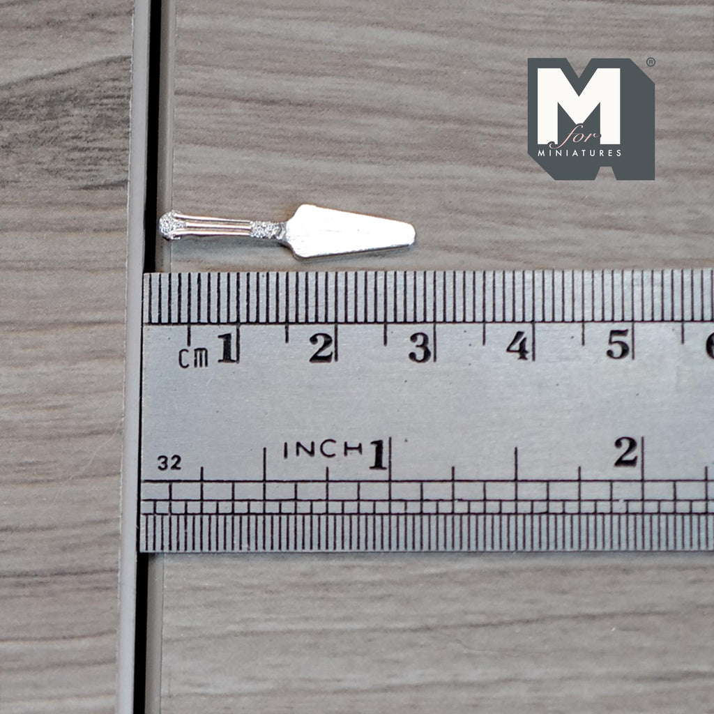 Miniature Silver Cake Server 1:12 Scale Dollhouse Kitchen Accessories 1-1/16 inch long  - F073