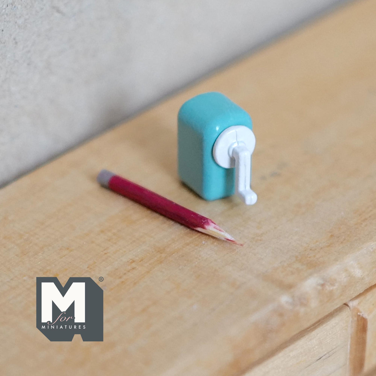 Miniature Crank Pencil Sharpener with Pencil 1:12 Scale Dollhouse Supplies School Accessory 1/2 inch tall (mint green) (non working) - G057