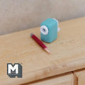 Miniature Crank Pencil Sharpener with Pencil 1:12 Scale Dollhouse Supplies School Accessory 1/2 inch tall (mint green) (non working) - G057