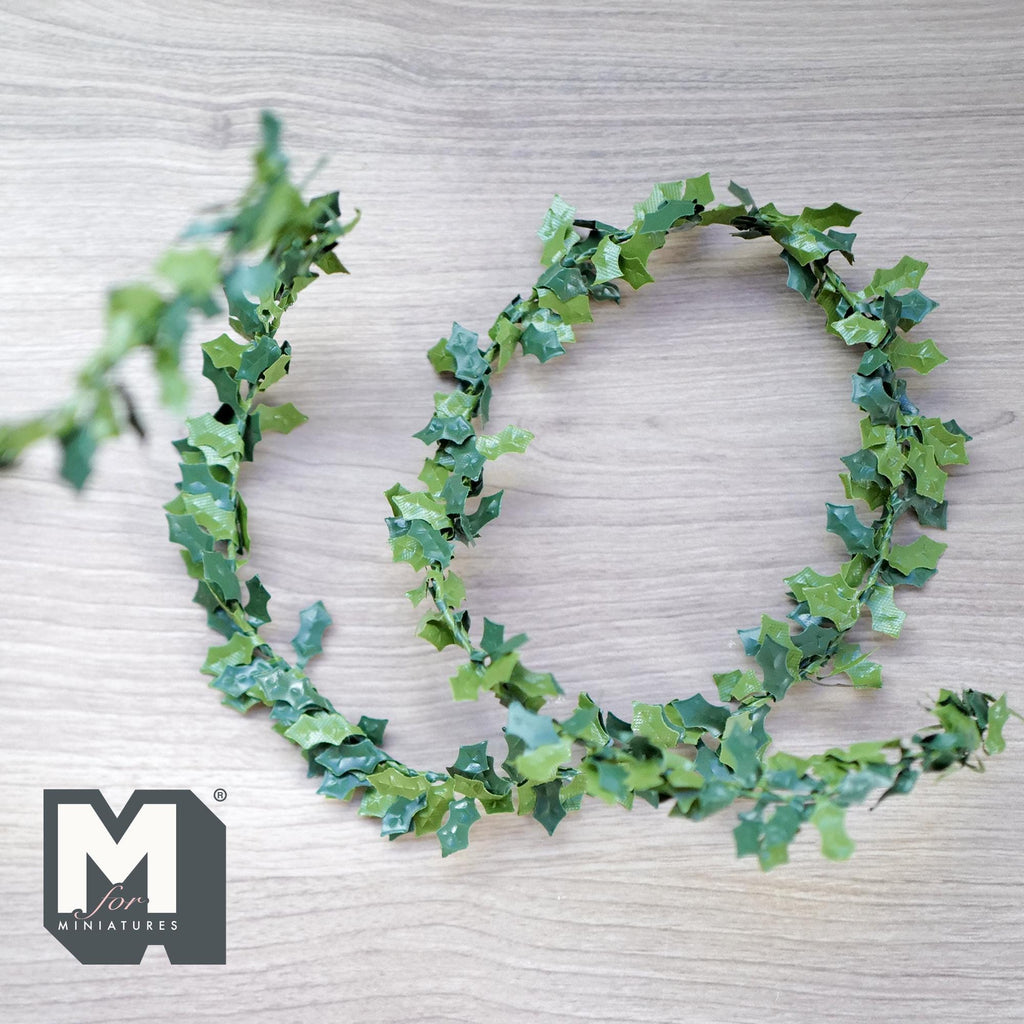 1:12 Scale Miniature Ivy Greenleaf Garland, Bendable Wire Stem, Cut to Length, 38 inch long (style d)