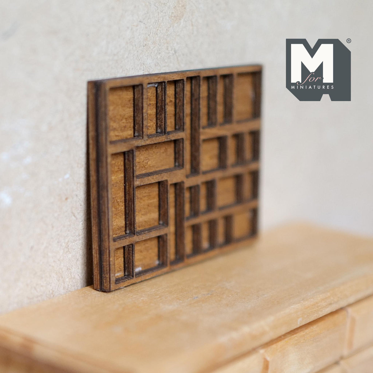 Miniature Geometric Wall Shelf 1:12 Scale Dollhouse Compartment Shelf 1-15/16 inch tall (wood) - H028