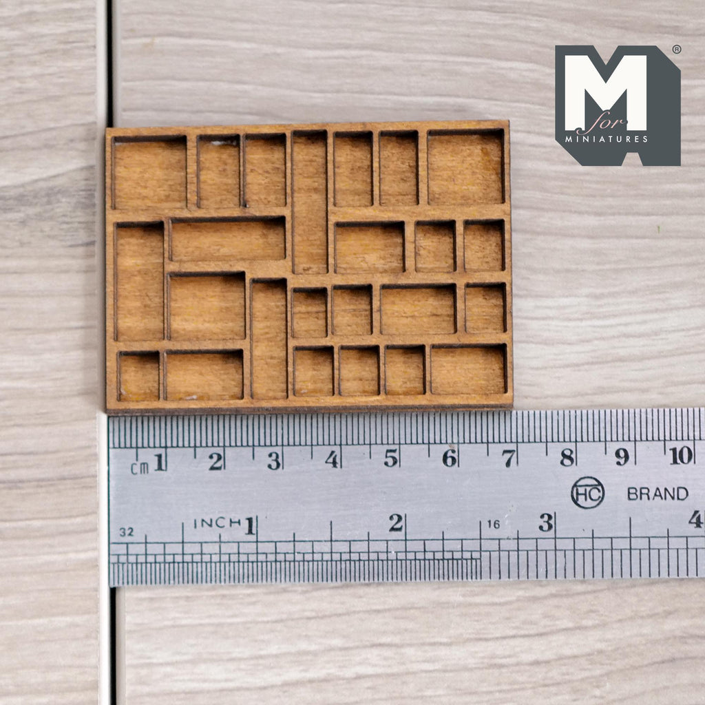 Miniature Geometric Wall Shelf 1:12 Scale Dollhouse Compartment Shelf 1-15/16 inch tall (wood) - H028