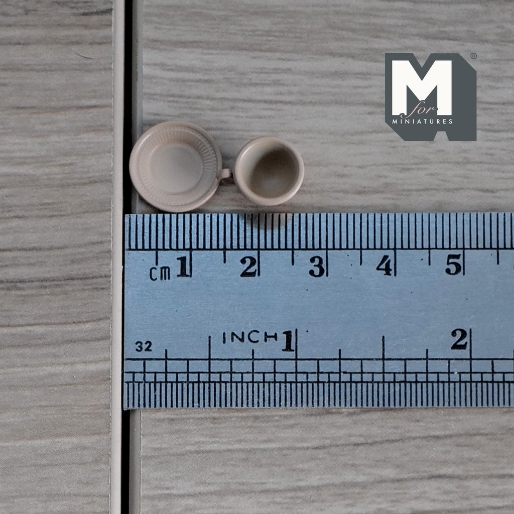 Miniature Tea Cup and Saucer Set 1:12 Scale Dollhouse Coffee Cup and Plate Kitchen Accessories (light brown) - F074