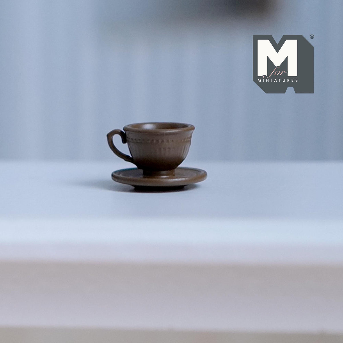 Miniature Tea Cup and Saucer Set 1:12 Scale Dollhouse Coffee Cup and Plate Kitchen Accessories (dark brown) - F074