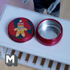 Dollhouse Miniature Christmas Gingerbread Man Tins 1:12 Scale Storage Container with Lid 1-1/2 inch dia. (red) - J014