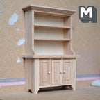 Unfinished Dollhouse Kitchen Cabinet Storage Shelves 1:12 Scale Miniature Dish Cabinet 3 Tier Shelves Bookshelves 5-13/16 inch tall - H005