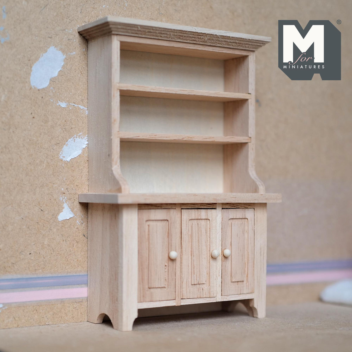 Unfinished Dollhouse Kitchen Cabinet Storage Shelves 1:12 Scale Miniature Dish Cabinet 3 Tier Shelves Bookshelves 5-13/16 inch tall - H005