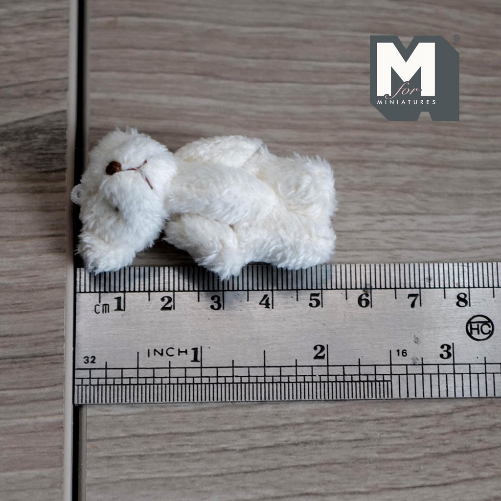 Miniature Plush Bear Doll 1:12 Scale Dollhouse Decoration 2 inch tall (white) - G029