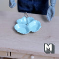 Miniature 3 Compartment Dish 1:12 Scale Dollhouse Kitchen Tri Section Scalloped Edge Tray Handle 13/16 inch tall (blue/silver) - E092