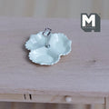 Miniature 3 Compartment Dish 1:12 Scale Dollhouse Kitchen Tri Section Scalloped Edge Tray Handle 13/16 inch tall (cream/silver) - E092