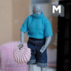 Miniature Knitted Handbag 1:12 Scale Purse Dollhouse Accessories 1-1/4 inch tall (pink) - C051