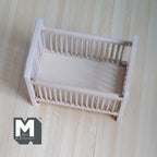 Dollhouse Drop-Side Baby Crib with Pad 1:12 Scale Miniature Wood Cot Unfinished 3-13/16 inch tall - J016