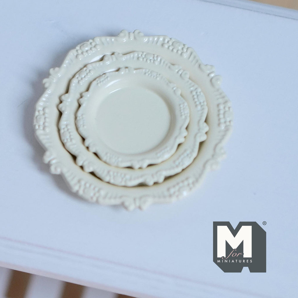 Miniature Plates Set of 3 , 1:12 Scale Large Size Dollhouse Supplies Decorative Plates 1-7/16 inch dia.  (yellow) - A041