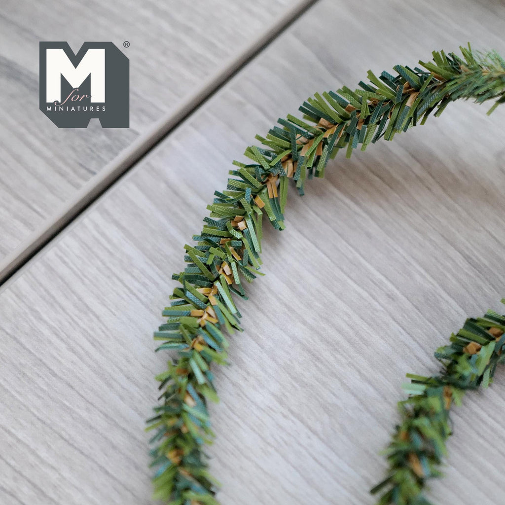 1:12 Scale Miniature Pine Needle Garland, 38 inch long, Cut to length, DIY Dollhouse Supply (style e)