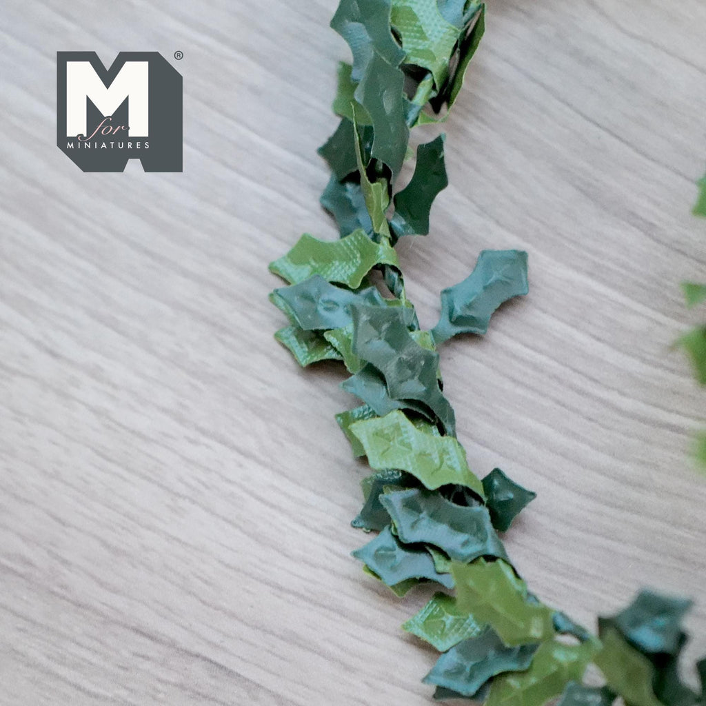 1:12 Scale Miniature Ivy Greenleaf Garland, Bendable Wire Stem, Cut to Length, 38 inch long (style d)