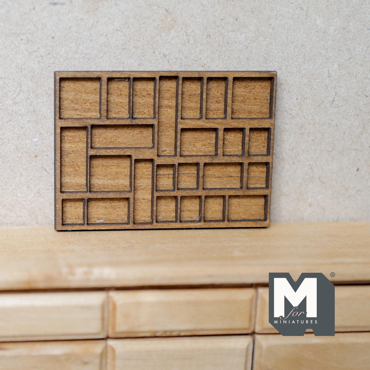 Miniature Geometric Wall Shelf 1:12 Scale Dollhouse Compartment Shelf 1-15/16 inch tall (wood) - H028