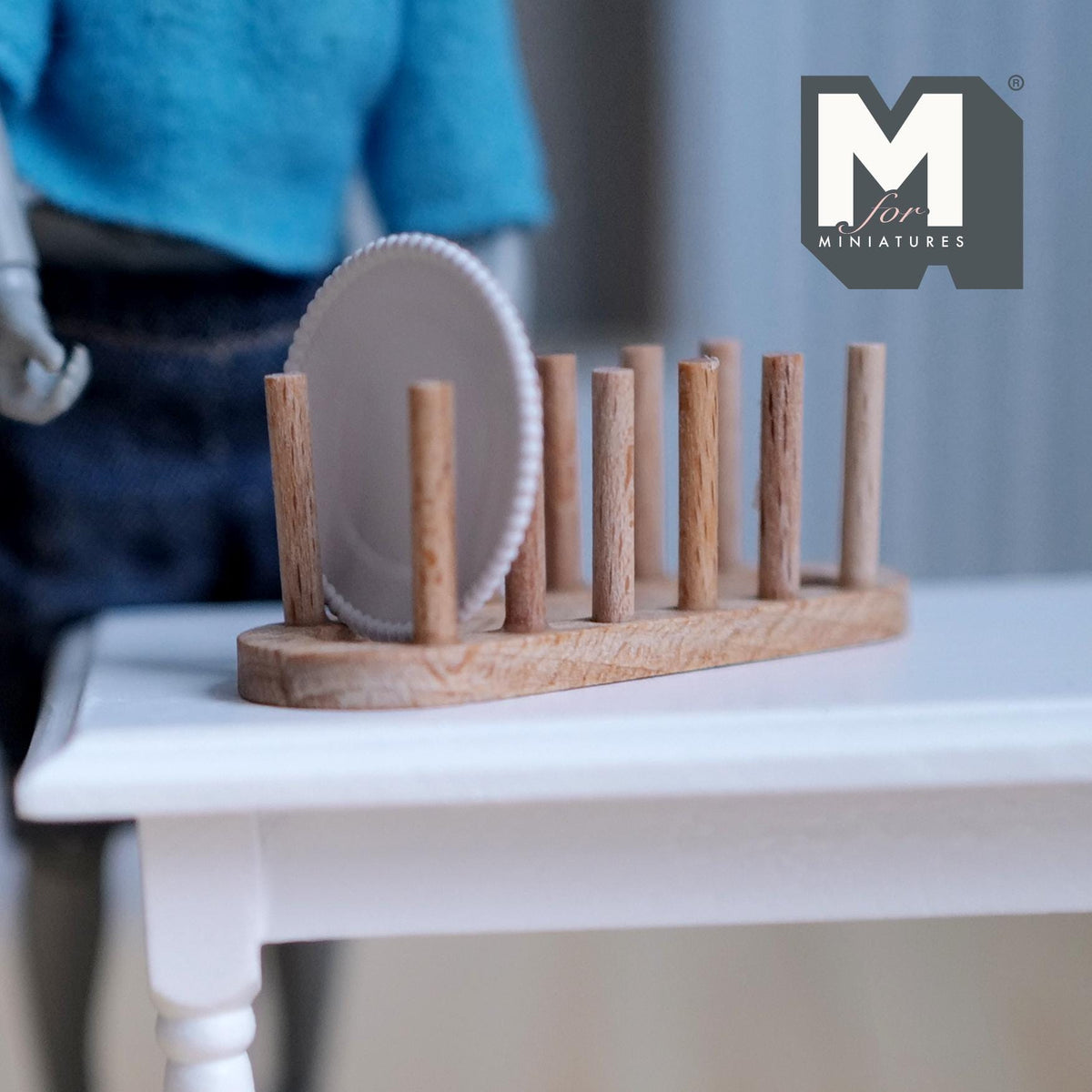 Miniature Wood Dish Rack Plate Holder 1:12 Scale Dollhouse Kitchen Accessories 2-5/16 inch long - D021
