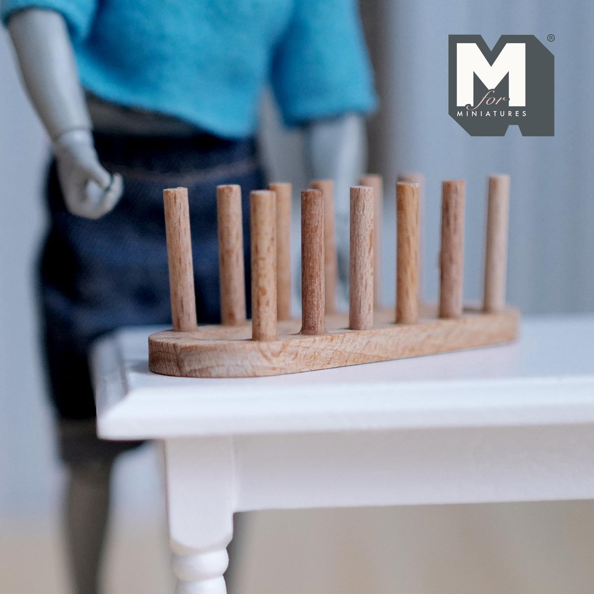 Miniature Wood Dish Rack Plate Holder 1:12 Scale Dollhouse Kitchen Accessories 2-5/16 inch long - D021