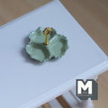 Miniature 3 Compartment Dish 1:12 Scale Dollhouse Kitchen Tri Section Scalloped Edge Tray Handle 13/16 inch tall (green/gold) - E092