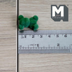 Dollhouse Miniature Bear Cub Doll 15/16 inch tall (flocked skin) (dark green) - G023