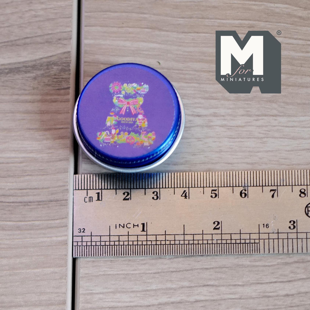 Dollhouse Miniature Christmas Bear Tins 1:12 Scale Storage Container with Lid 1-1/2 inch dia. (blue) - J014