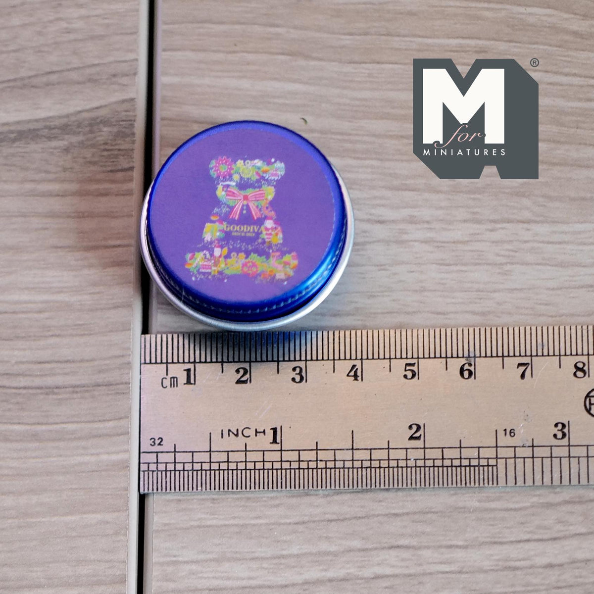 Dollhouse Miniature Christmas Bear Tins 1:12 Scale Storage Container with Lid 1-1/2 inch dia. (blue) - J014
