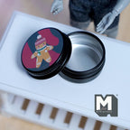 Dollhouse Miniature Christmas Gingerbread Man Tins 1:12 Scale Storage Container with Lid 1-1/2 inch dia. (black) - J014