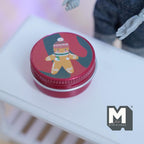 Dollhouse Miniature Christmas Gingerbread Man Tins 1:12 Scale Storage Container with Lid 1-1/2 inch dia. (red) - J014