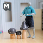 Dollhouse Fairy Garden Style Mushrooms Set of 3 , 1:12 Scale Miniature Decoration Wood Mushrooms (gray) - B011