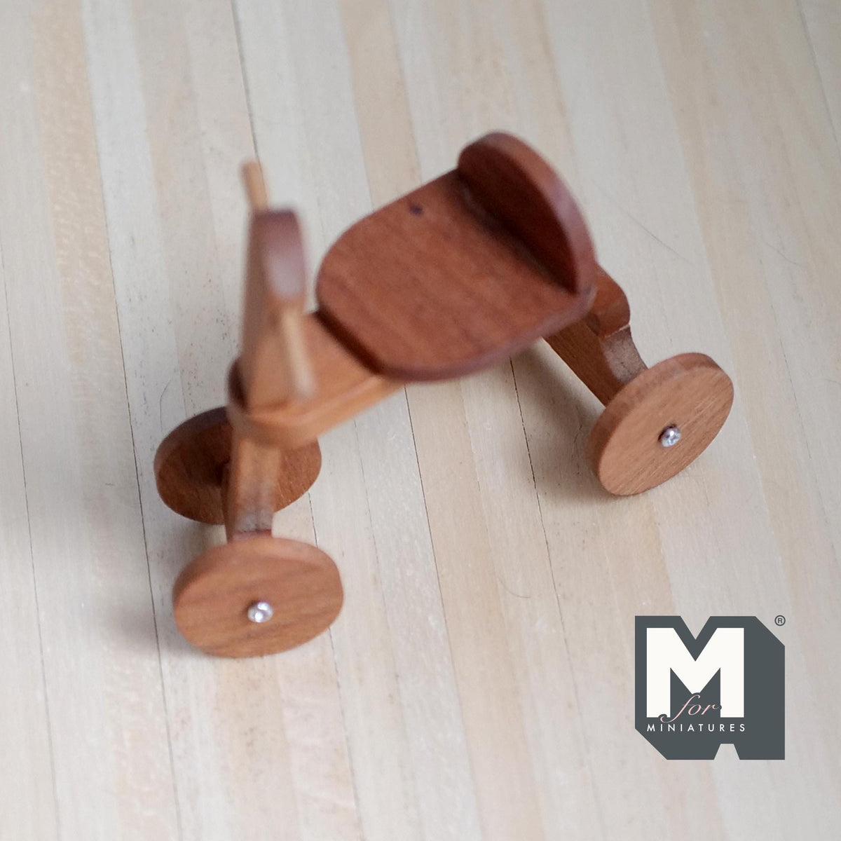 Miniature Wooden Tricycle 1:12 Scale Large Size Vintage Style Nursery Decor 3-1/8 inch tall - K012