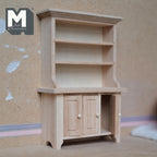 Unfinished Dollhouse Kitchen Cabinet Storage Shelves 1:12 Scale Miniature Dish Cabinet 3 Tier Shelves Bookshelves 5-13/16 inch tall - H005