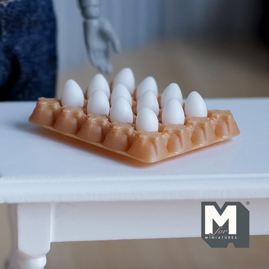Miniature 12 Egg Carton Dollhouse Kitchens and Groceries (white) (Fake miniature) - C033
