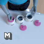 Miniature Kitchen Storage Jars and Spoons Set of 3, 1:12 Scale Dollhouse Kitchen Accessories Spice Jars 1/2 inch dia. (Metal)(pink) - E040