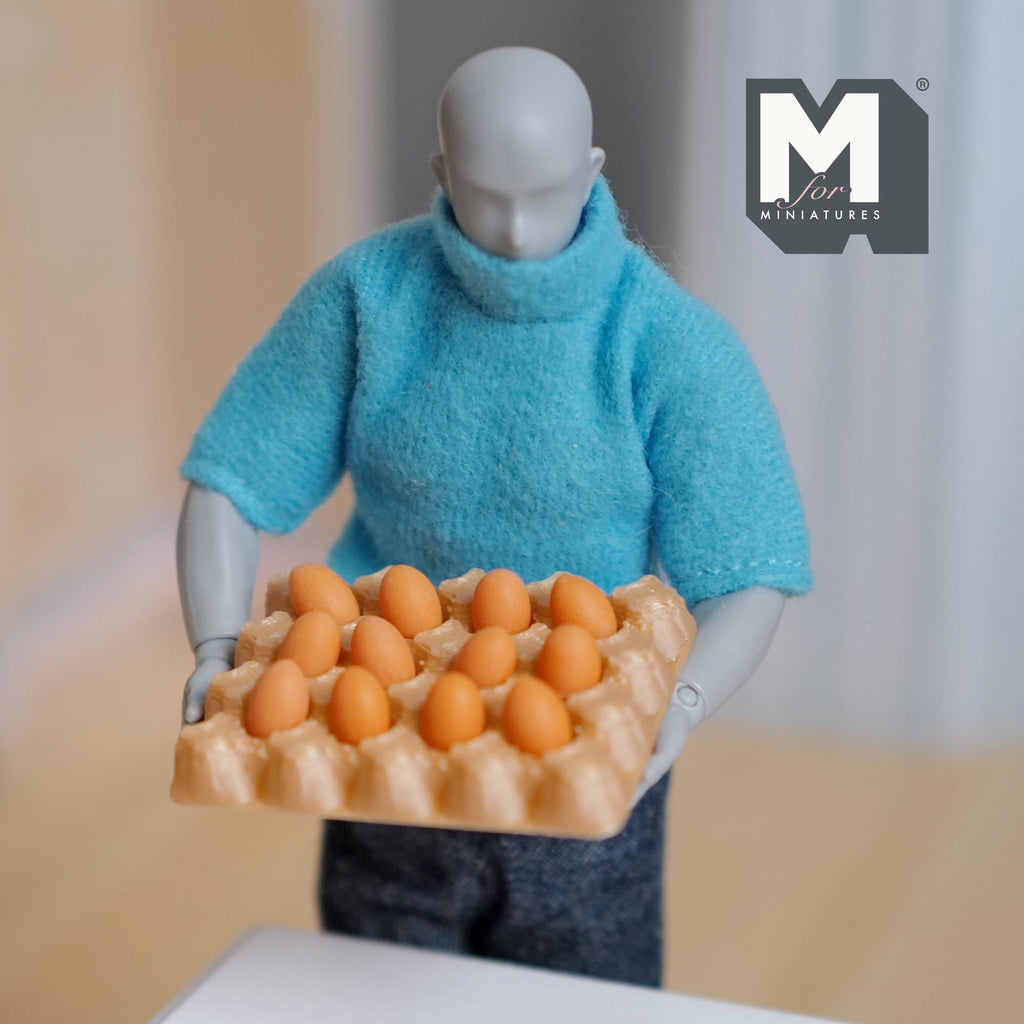 Miniature 12 Egg Carton Dollhouse Kitchens and Groceries (brown) (Fake miniature) - C033