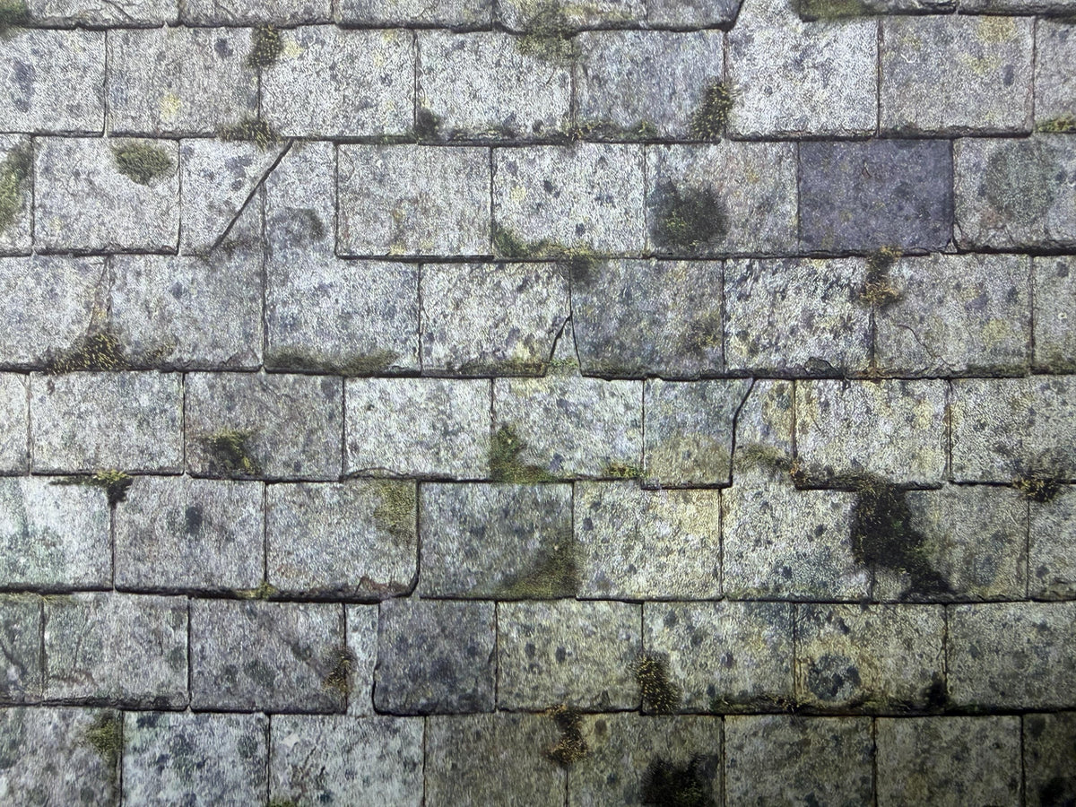 Miniature Light Gray Weathered Embossed Roof Slate Sheet, 15-15/16 x 11-5/8 inch, DIY Dollhouse Supply