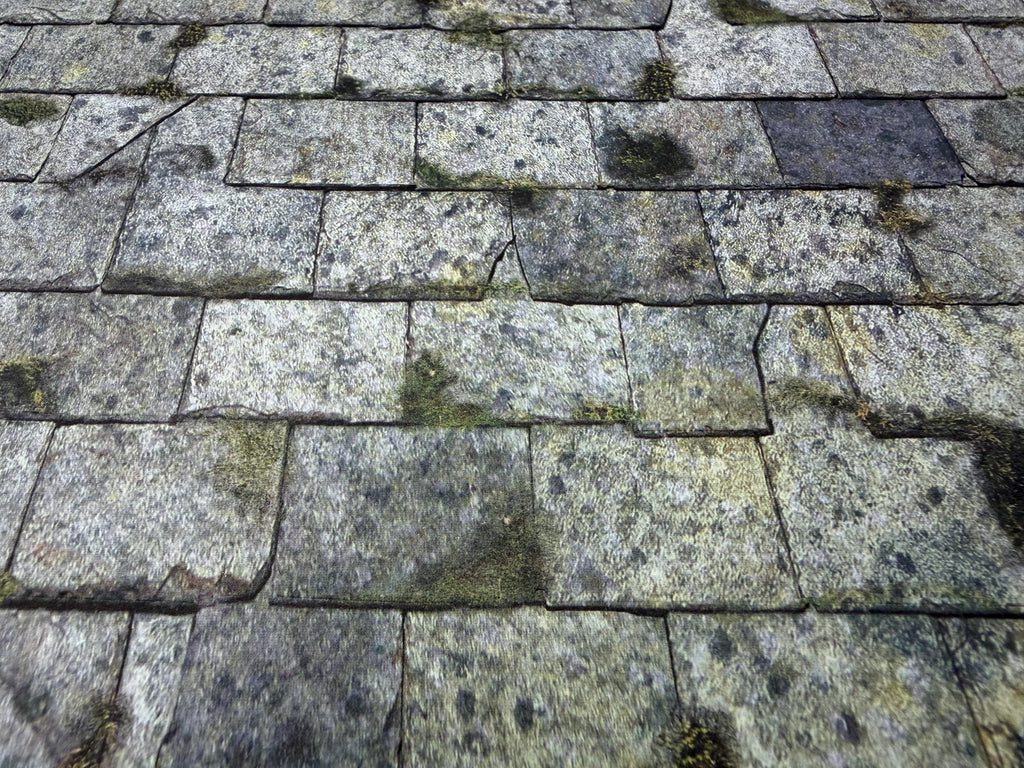 Miniature Light Gray Weathered Embossed Roof Slate Sheet, 15-15/16 x 11-5/8 inch, DIY Dollhouse Supply