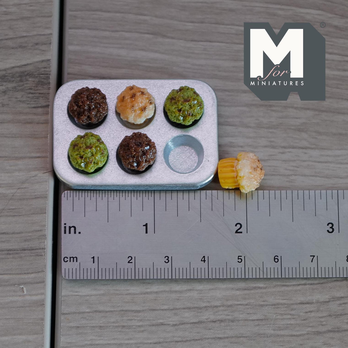 Miniature Muffin Tin Set Cupcakes Pastry Mixed Berry Chocolate Matcha Muffins Dollhouse Kitchen Bakery Decor Set of 7 - E041