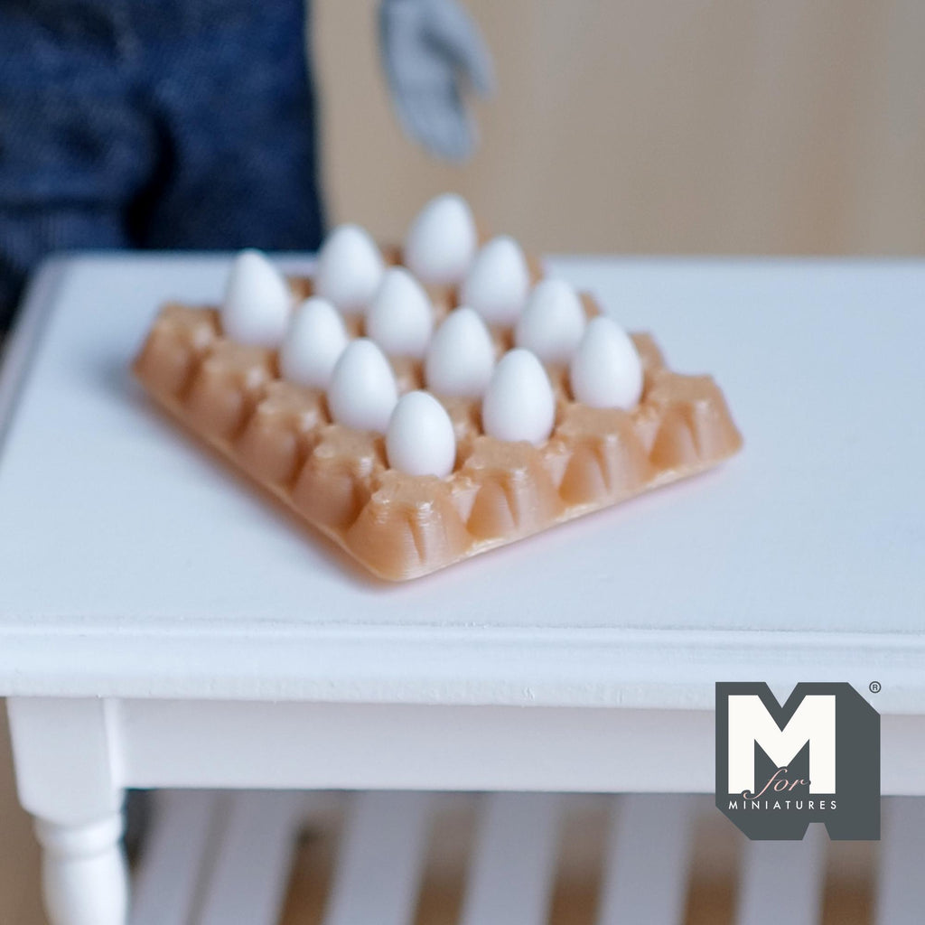 Miniature 12 Egg Carton Dollhouse Kitchens and Groceries (white) (Fake miniature) - C033