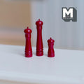 Miniature Salt and Pepper Grinders Set 1:12 Scale Dollhouse Kitchen Spice Mill Set of 3 (red) - F029