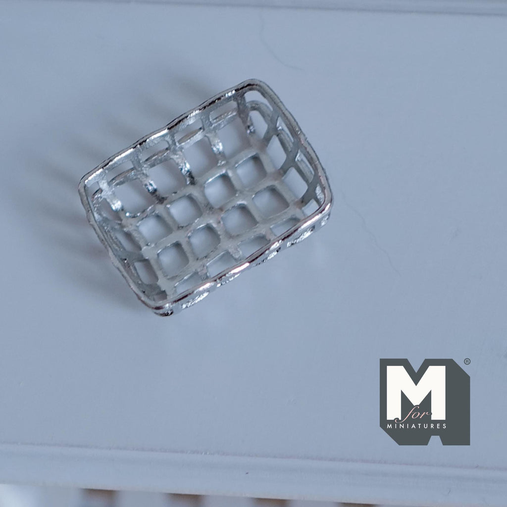 Miniature Metal Shelving Insert Cooling Rack 1:12 Scale Dollhouse Kitchen Accessories 1-1/16 inch long (silver) - E049