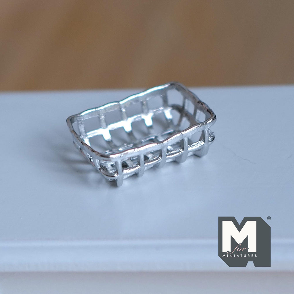 Miniature Metal Shelving Insert Cooling Rack 1:12 Scale Dollhouse Kitchen Accessories 1-1/16 inch long (silver) - E049