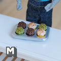 Miniature Muffin Tin Set Cupcakes Pastry Mixed Berry Chocolate Matcha Muffins Dollhouse Kitchen Bakery Decor Set of 7 - E041