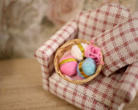 Dollhouse knitting basket dolls house 1 12th scale miniature - F025